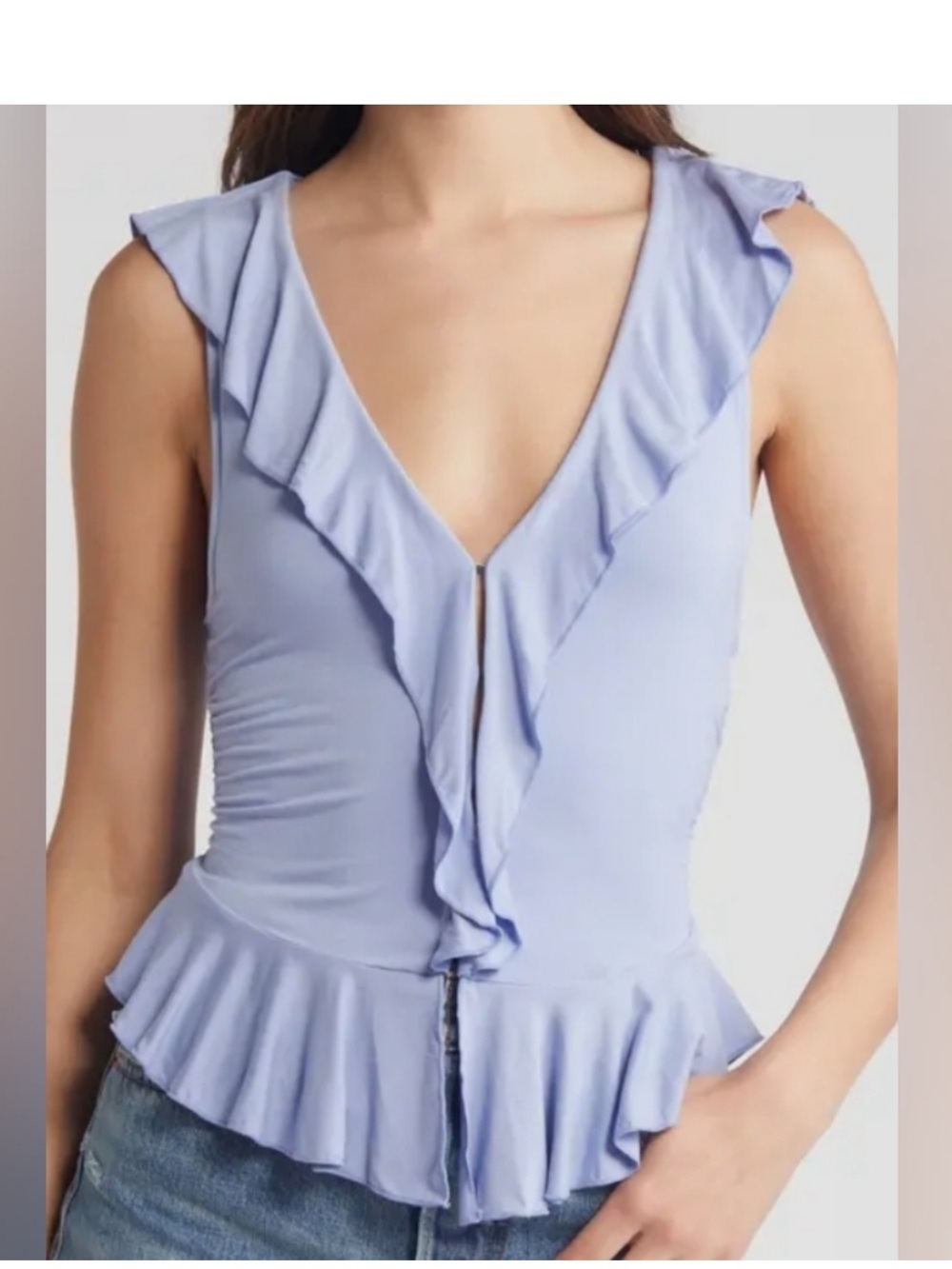 Free people ruffle me away tank in blue heron size XS